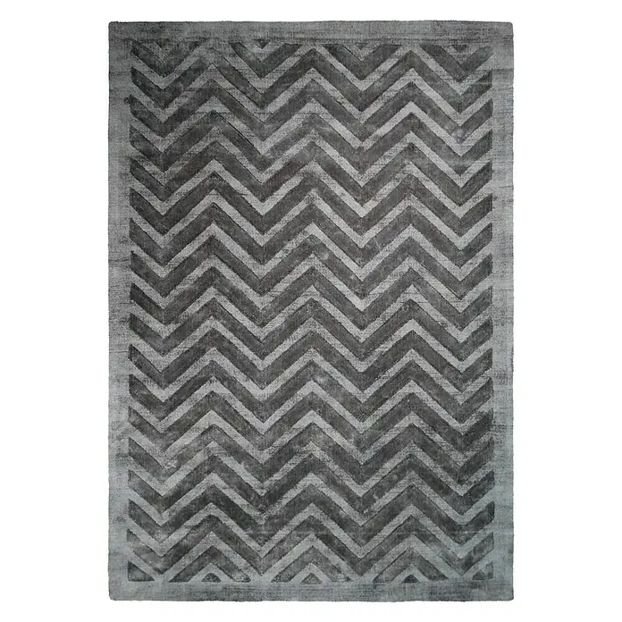 Kayoom Kurzflorteppich Luxury 410 - Grau, 170 x 120 cm, 100 % Viskose - Ansicht von oben