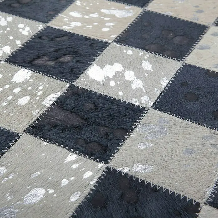 Kayoom Echtlederteppich Rocket - Anthrazit/Silber, 290 x 200 cm, 100 % Leder - Detailaufnahme