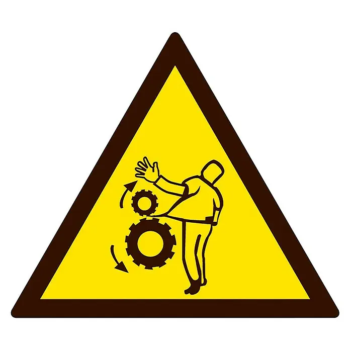 Cartel - Amarillo/Negro, Peligro riesgo de atrapamiento, 10,5 x 10,5 cm