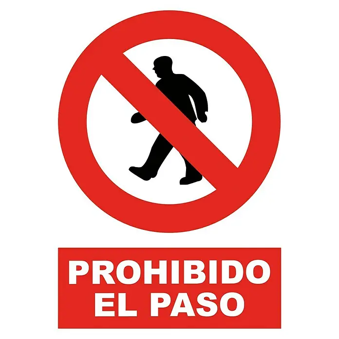 Cartel PRR3025 - Rojo/Blanco, Prohibido el paso, 23 x 34 cm