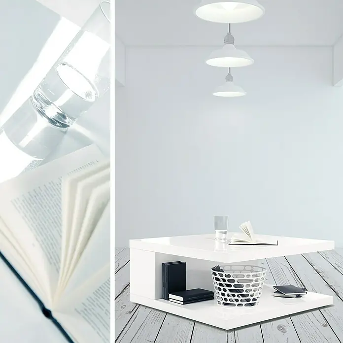 Phönix Solina Couchtisch - L x B x H: 80 x 80 x 40 cm, Weiß - Anwendungsbeispiel