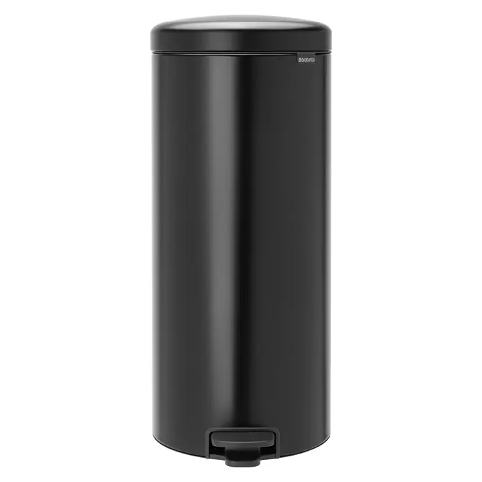 Brabantia Cubo con pedal New Icon - 30 l, Negro, Redonda, Acero - Vista frontal