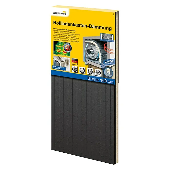 Schellenberg Rollladenkasten-Dämmmatte - L x B x H: 100 x 50 x 2,5 cm, 2 -tlg., Geeignet für: Große Rollladenkästen - Vorderansicht