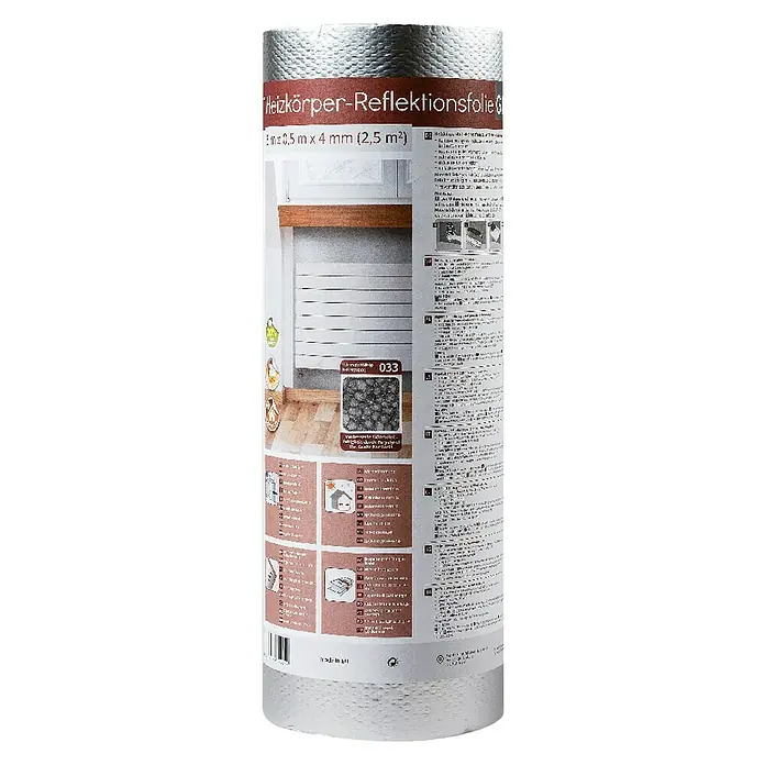 Heizkörper-Dämmung Heizkörper-Reflektionsfolie Grafit - Inhalt ausreichend für ca.: 2,5 m² - Vorderansicht