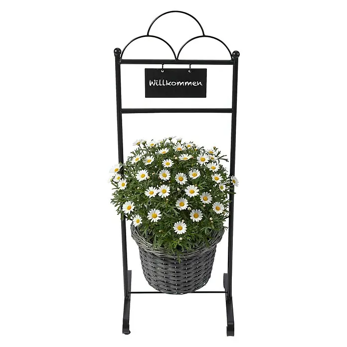 Pflanzenhalter mit Rattankorb - 32 x 28 x 88,5 cm