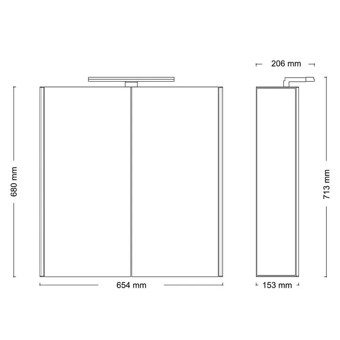 Jokey LED-Spiegelschrank DekorAlu - B x H: 65,4 x 68 cm, Mit Beleuchtung, Aluminium, Farblos