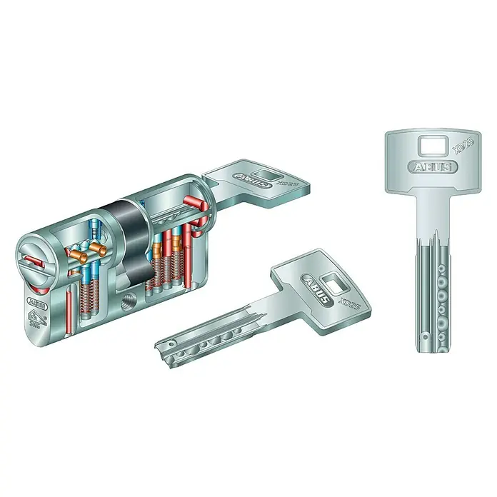 Abus Profilzylinder XD25 - Baulänge innen: 30 mm, Baulänge außen: 40 mm, Anzahl Schlüssel: 3 Stk. - Detailaufnahme