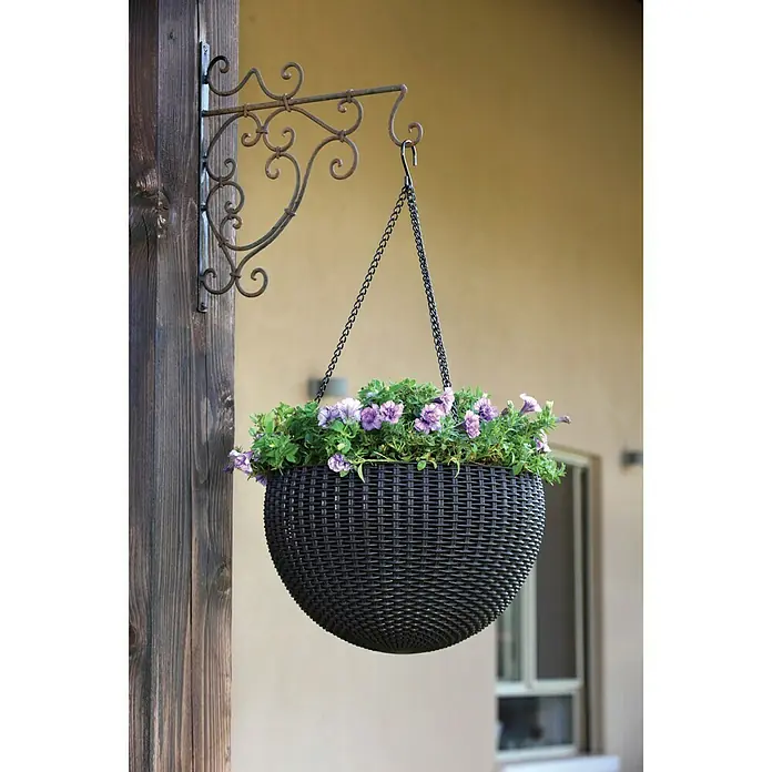 Keter Maceta colgante para flores Samui - Dimensiones externas (Ø x Al): 35 x 22 cm, Plástico, Marrón