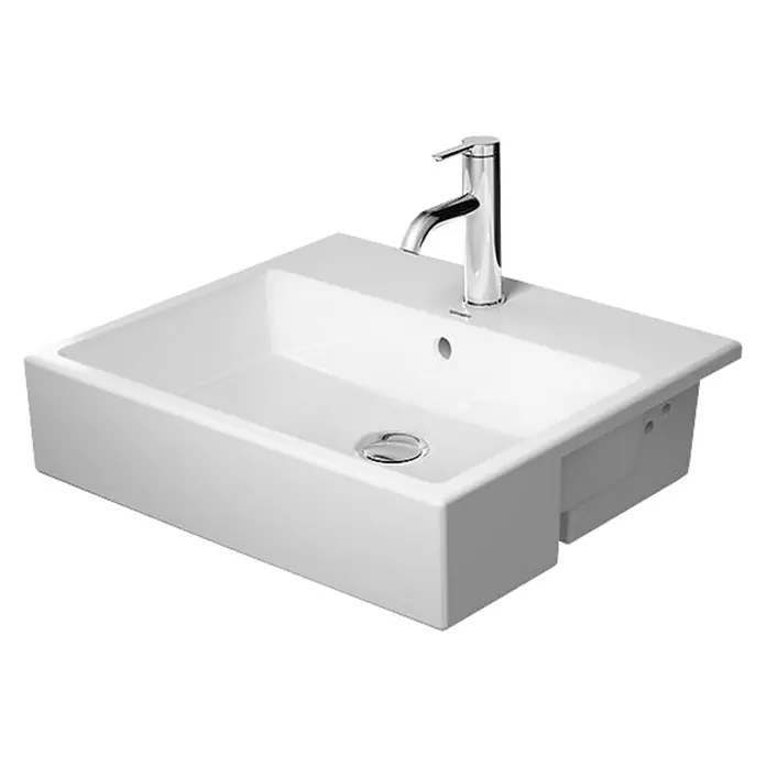 Duravit Vero Air Einbauwaschbecken - 55 x 47 cm, Mit schmutzabweisender Glasur, Hahnloch: Mitte, Mit Überlauf, Weiß - Vorderansicht