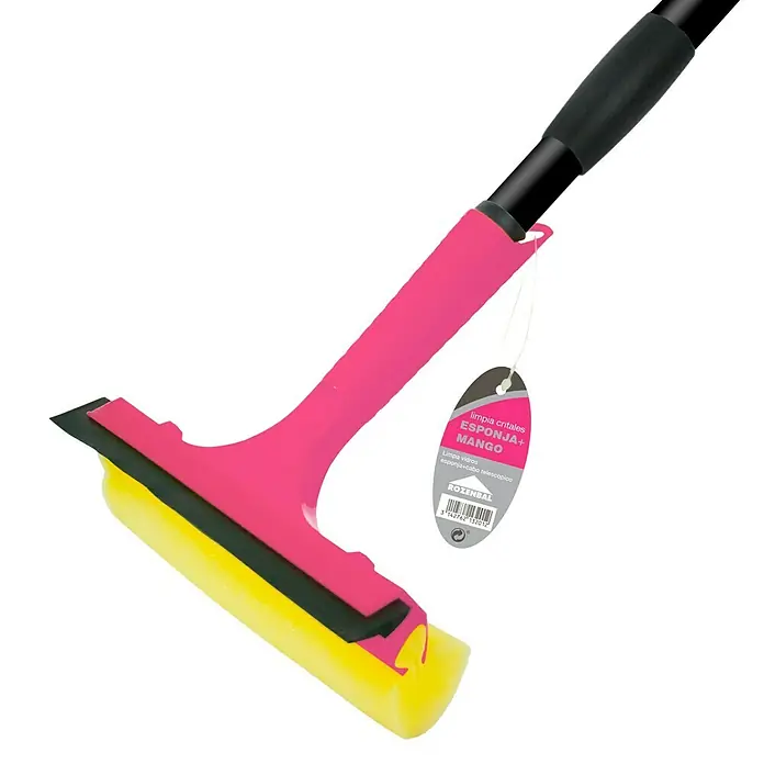 Rozenbal Limpiacristales con esponja y mango telescópico - Ancho: 21,5 cm, Longitud mango: 140 cm