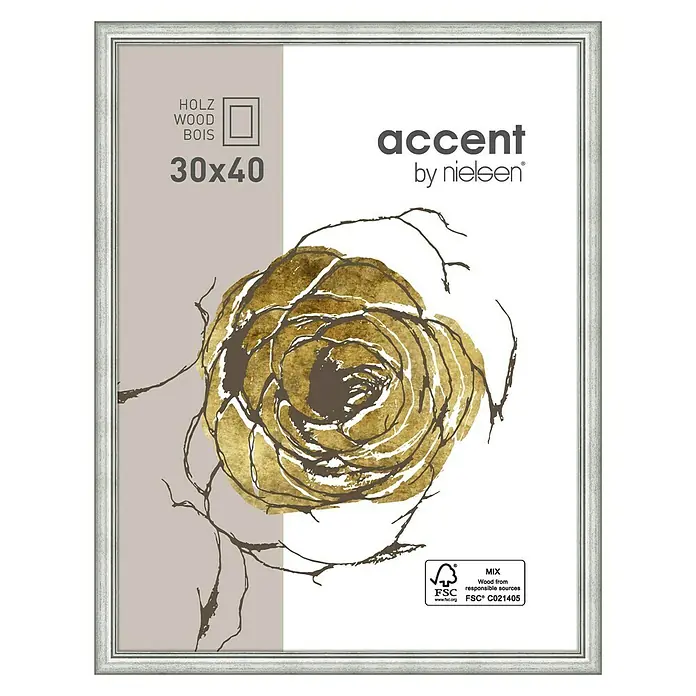 Nielsen Bilderrahmen Ascot - Silber, 30 x 40 cm, Holz - Vorderansicht