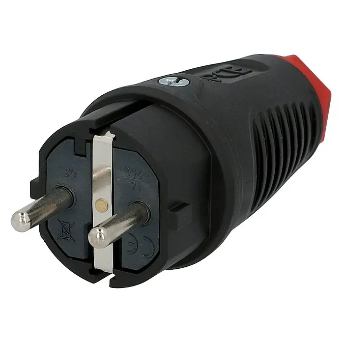 UniTEC Utikač za kabel - 250 V, 16 A, IP44, Crne boje, Zaštita od savijanja kabela - Pogled s lijeve strane