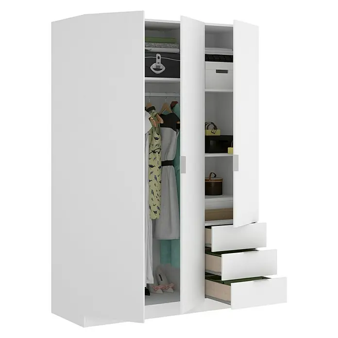 Armario para ropa Essen con cajones - L x An x Al: 52 x 121 x 184 cm, Blanco