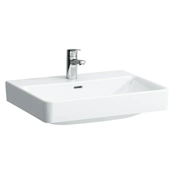 Laufen Pro Waschtisch S - 60 x 46,5 cm, Ohne Spezialglasur, Hahnloch: Mitte, Mit Überlauf, Weiß