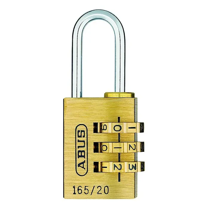 Abus Vorhängezahlenschloss 165/20 - 23 x 52,5 mm, Messing, Anzahl Zahlenrollen: 3 Stk. - Vorderansicht