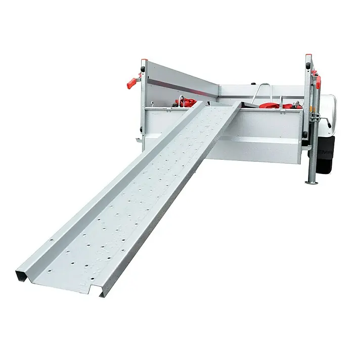 Stema Motorrad-Transportset - Passend für: Anhänger Nutzlänge 201 cm, Stema Anhänger Variolux 750/850, Stema Anhänger OPTI 750, Stema Anhänger AN 750, Stema Anhänger Basic 750er/850er/1000er-Serie, Stema Anhänger FT 7.5er/8.5er-Serie, Stema Anhänger BH-R 750/850, Motorradreifen bis 195 mm Breite, Motorrad bis 201 cm Länge - Vorderansicht
