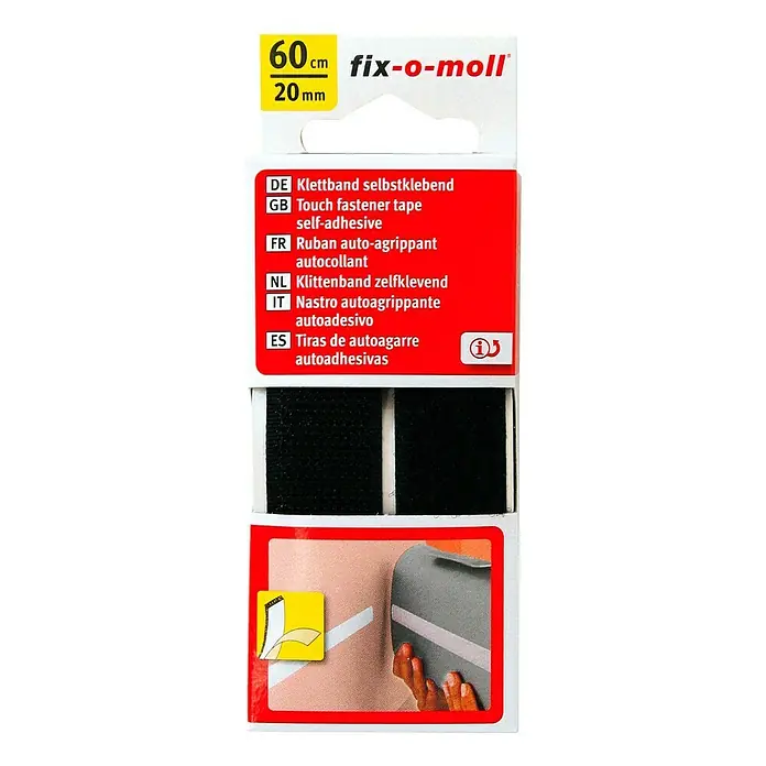 Fix-o-moll Višenamjenska traka - 60 cm x 20 mm, Crne boje, Samoljepljivo - Pogled odozgo