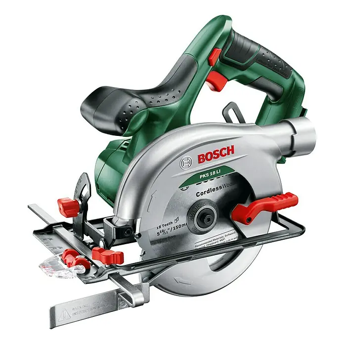 Bosch 18 V Power for All Akku-Handkreissäge PKS 18 LI - 18 V, Ohne Akku, Sägeblatt: Ø 150 mm, Leerlaufdrehzahl: 3.800 U/min - Linke Seitenansicht