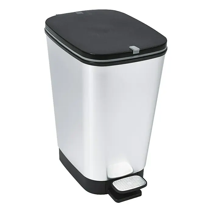 KIS Treteimer Chic - 25 l, Schwarz/Silber, Eckig, Kunststoff