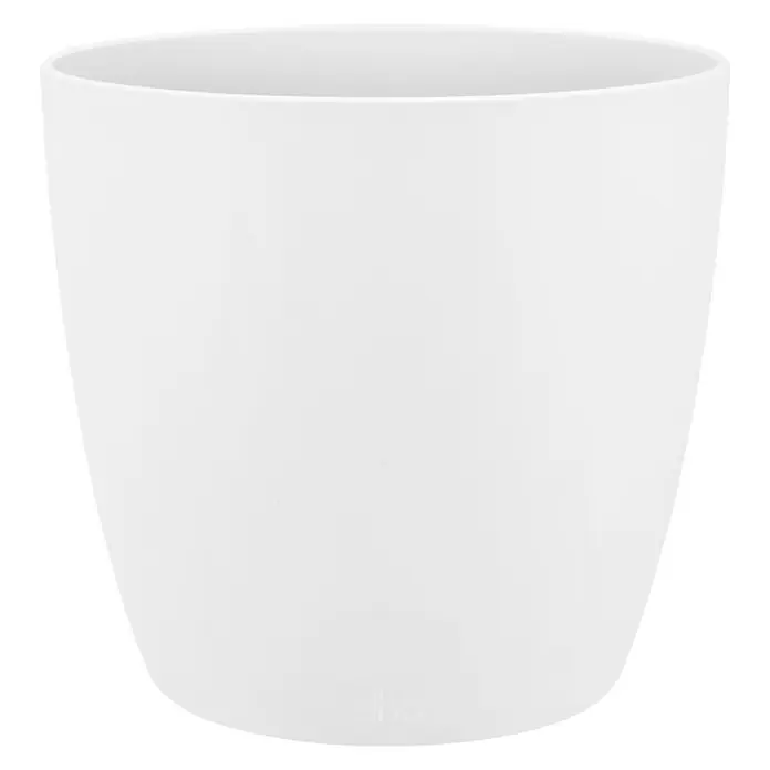 Elho Brussels Okrugla tegla za biljke - Vanjska dimenzija (ø x V): 7 x 6 cm, Bijele boje, Plastika, Sjaj - Pogled sprijeda