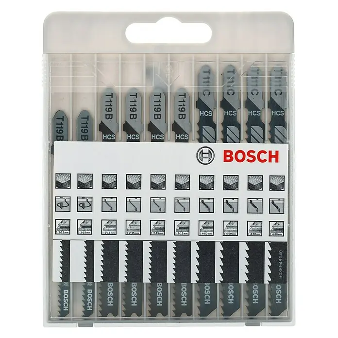 Bosch Set listova za pilu - Drvo, 10 -dij., T-završetak - Pogled sprijeda