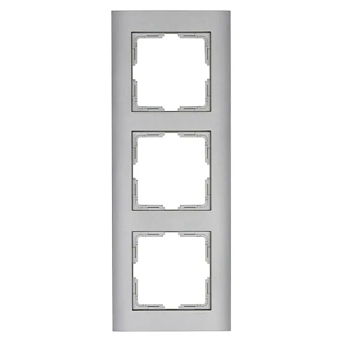 Voltomat Verona Abdeckrahmen - Silber, 3-fach, Kunststoff, Unterputz - Vorderansicht