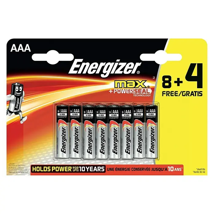 Energizer Max Baterije - Micro AAA, 1,5 V, Alkal-mangan, 12 Kom. - Pogled sprijeda