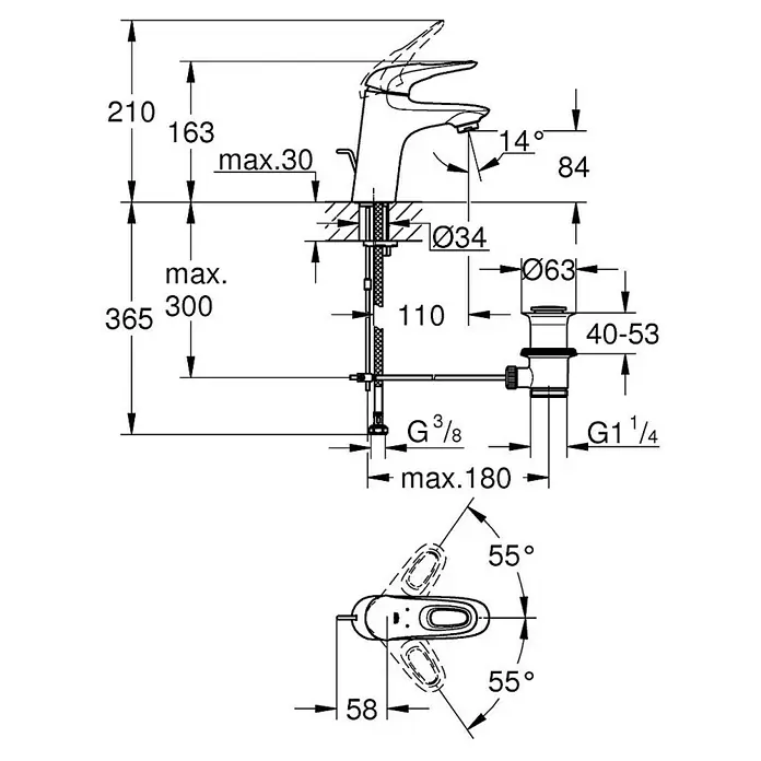Grohe Eurostyle Waschtischarmatur S-Size - Chrom, Mit Zugstange - Detailaufnahme