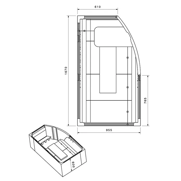Ottofond Wannenträger Juno B - Passend für: Badewanne Juno B 170 x 98 cm - Ansicht von oben