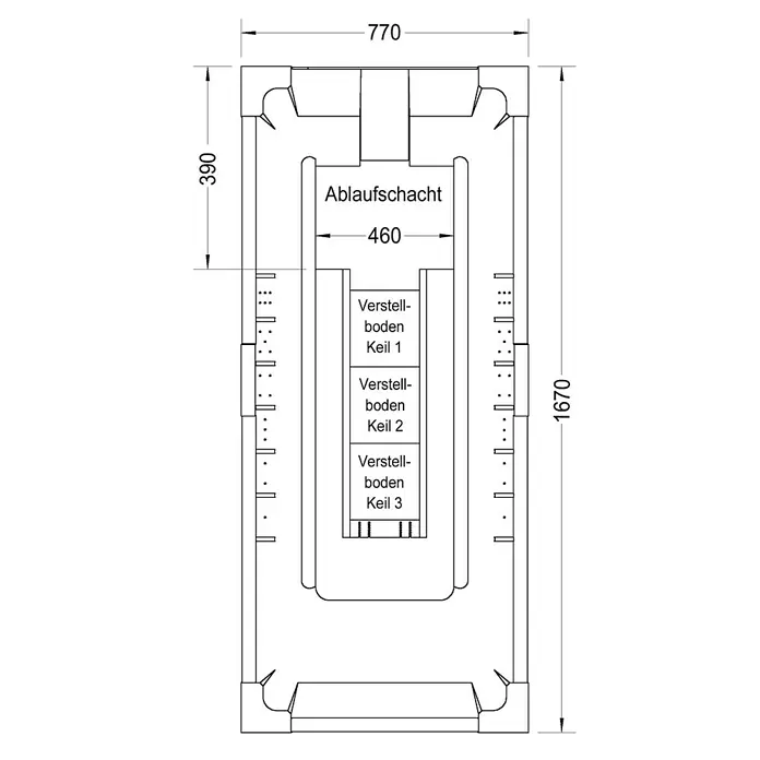 Ottofond Wannenträger Domingo - Passend für: Badewanne Domingo 170 x 80 cm - Ansicht von oben