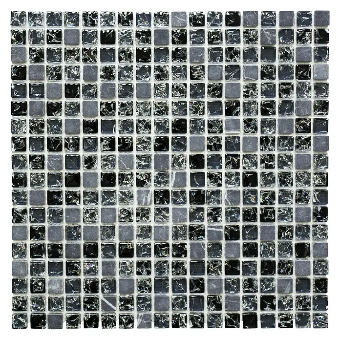 Mosaikfliese Quadrat Crystal Mix XIC 1028 - 30,5 x 30,5 cm, Schwarz, Glänzend - Ansicht von oben