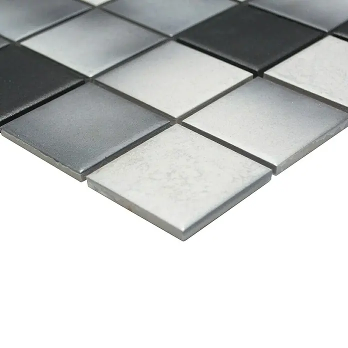 Mosaikfliese Quadrat Mix CD 212 - 30,6 x 30,6 cm, Weiß/Grau, Matt - Vorderansicht