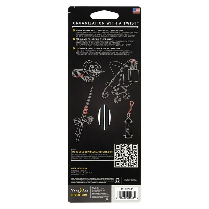 Nite Ize Kabelbinder Gear Tie - Schwarz, L x B: 221 x 8 mm, 2 Stk. - Rückansicht