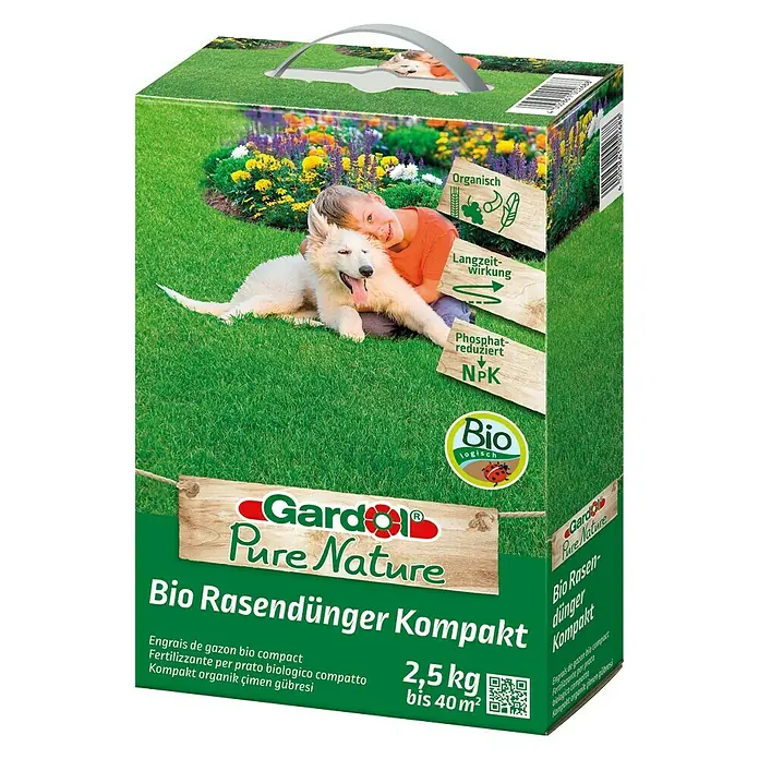 Gardol Pure Nature Bio-Rasendünger Kompakt - 2,5 kg, Inhalt ausreichend für ca.: 40 m² - Linke Seitenansicht