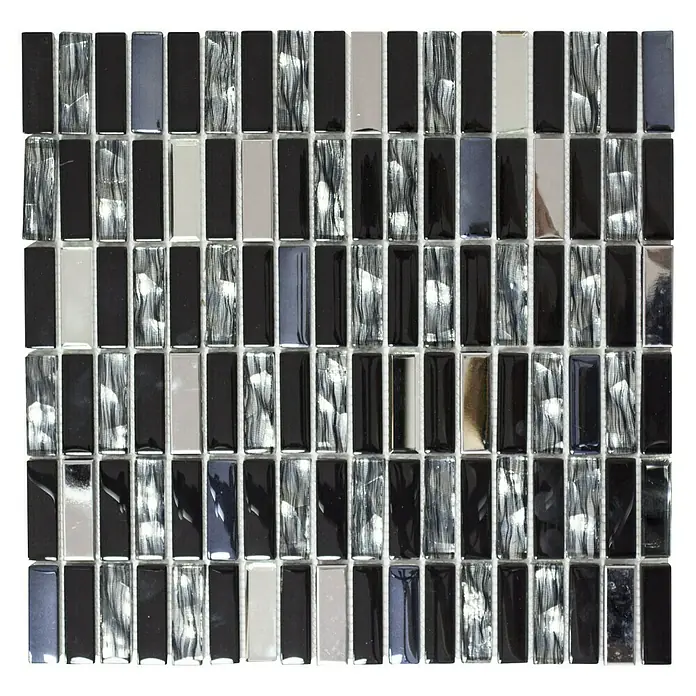 Mosaikfliese Crystal Mix XCM SM38 - 29,8 x 30,4 cm, Schwarz, Glänzend - Ansicht von oben