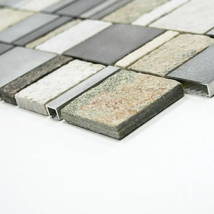 Mosaikfliese Mix XSA 515 - 29,6 x 29,8 cm, Silber, Matt - Vorderansicht