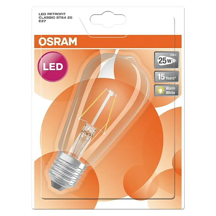 Osram LED žarulja Retrofit Classic ST - 2 W, E27, Topla bijela, Prozirno - Pogled odozgo