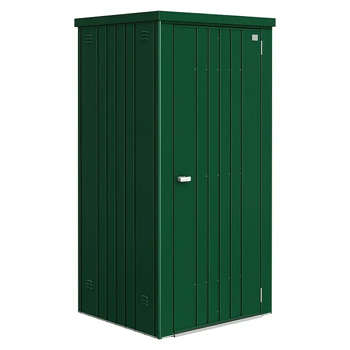 Biohort Geräteschrank Gr. 90 - Außenbreite inkl. Dachüberstand: 93 cm, Außentiefe inkl. Dachüberstand: 83 cm, Stahl, Dunkelgrün - Vorderansicht