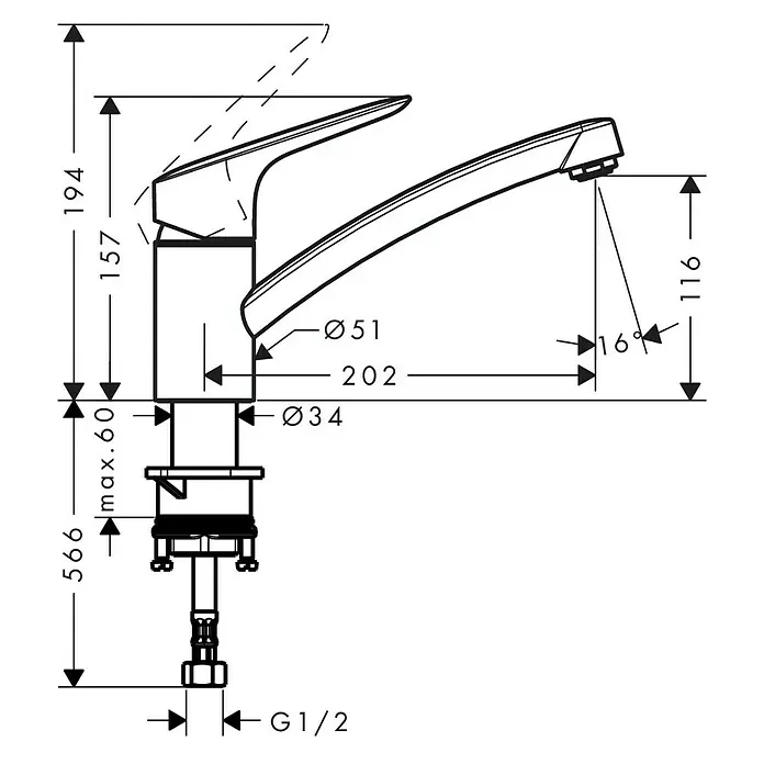 Hansgrohe Spültischarmatur Logis 120 - Chrom, Glänzend, Hoher Auslauf