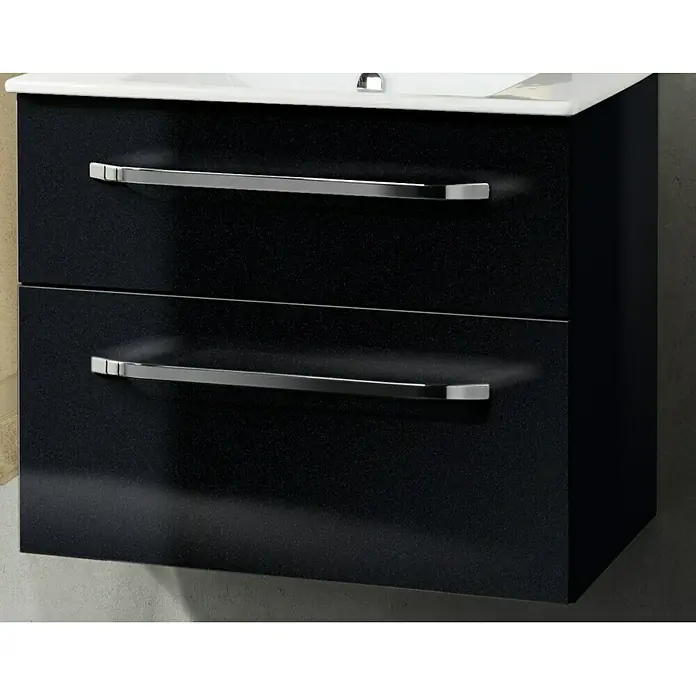 Camargue Star Waschtischunterschrank - 69,4 x 48,9 x 51,8 cm, Ohne Beleuchtung, Grafit, Hochglanz - Linke Seitenansicht