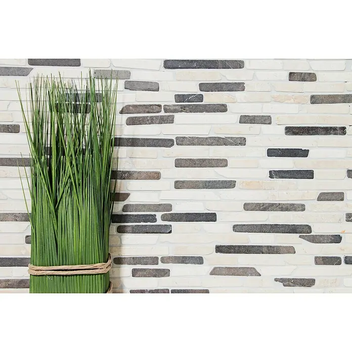 Mosaikfliese Biancone Java MOS BRICK 115 - 30,5 x 30,5 cm, Schwarz/Weiß, Matt - Detailaufnahme