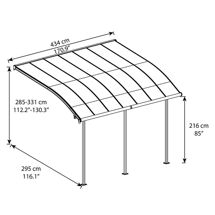 Palram – Canopia Terrassenüberdachung Joya - Tiefe: 3 m, B x H: 4,25 x 2,16 m, Verkehrsweiß