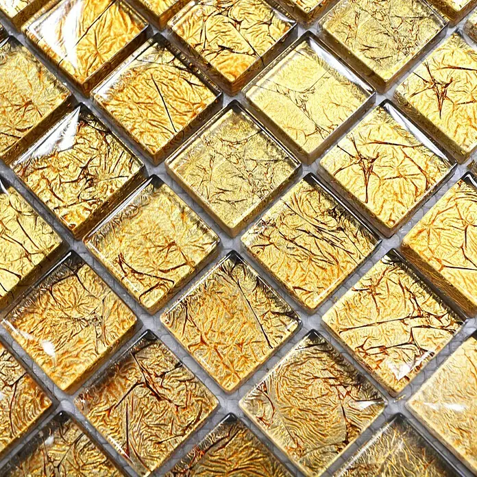 Mosaikfliese Quadrat Crystal Uni XCM 8GO15 - 30 x 30 cm, Gold, Glänzend
