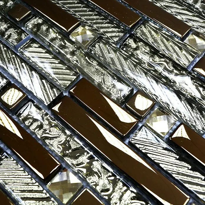 Mosaikfliese Crystal Mix XCM GV918 - 29,8 x 33,8 cm, Gold, Glänzend