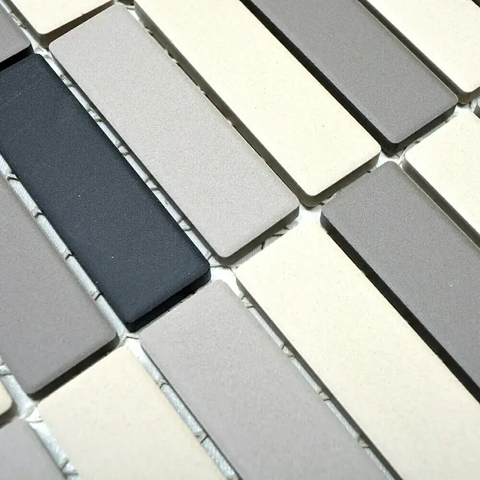 Mosaikfliese Stäbchen Mix CU ST 011 - 29,7 x 29 cm, Grau/Beige, Matt