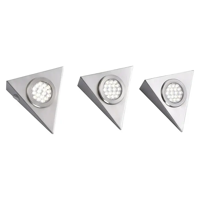 Paul Neuhaus LED-Unterbauleuchten-Set - 2,5 W, Warmweiß, Dreieckig, 3 Stk. - Vorderansicht