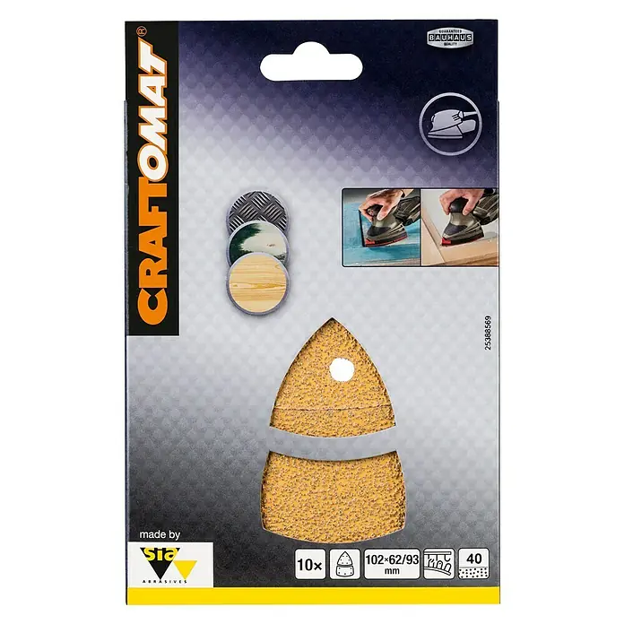 Craftomat Listovi za brusilicu BFWP - D x Š: 102 x 62 mm, Granulacija: 40, 10 Kom. - Pogled sprijeda