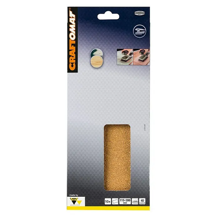 Craftomat Listovi za brusilicu - D x Š: 280 x 115 mm, Granulacija: 40, 10 Kom., Pričvršćivanje stezanjem, Nebušeno - Pogled sprijeda