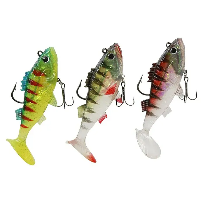 Westline Gummifisch-Set - Zielfisch: Zander/Hecht, Länge: 10 cm, Mit Drilling, 3 Stk. - Vorderansicht