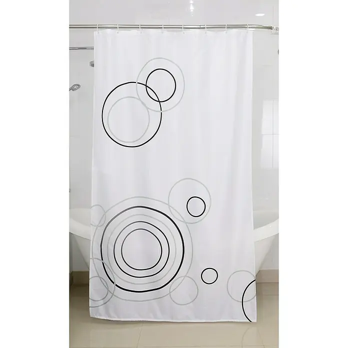Venus Tekstilna zavjesa za kadu - 120 x 200 cm, Bijele boje, Crne boje, Sive boje - Živopisni prikaz